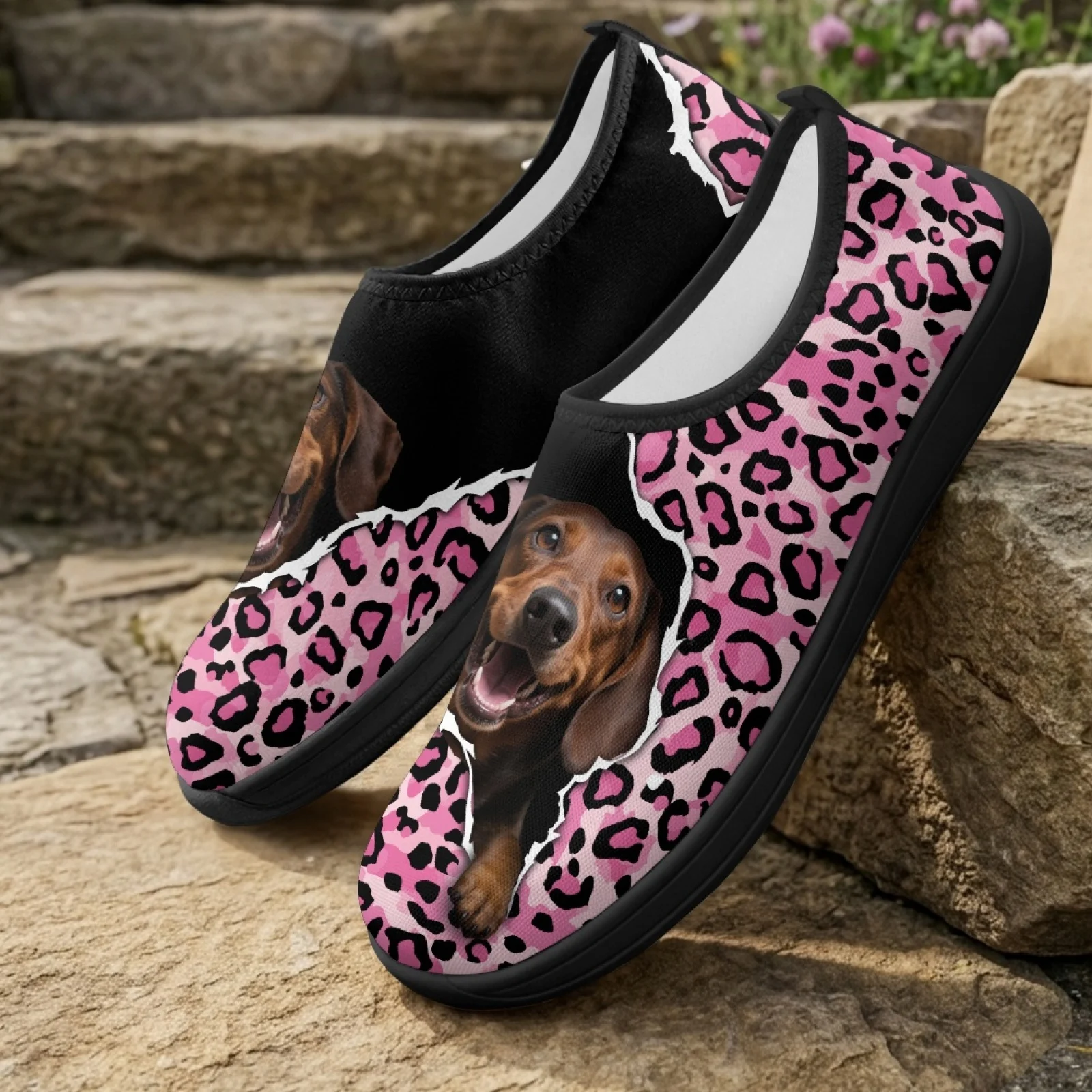 PENSTROLL Dachshund Leopard 2026 New Barefoot Flats Athletic Running Shoes for Men's Slip On Zero Drop Shoes