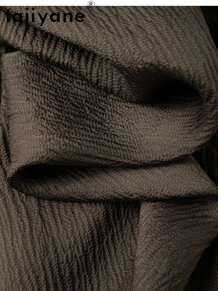 TAJIYANE 100% Natural Mulberry Silk Blouse Elegant V-neck Tops for Woman Long Sleeve Top 2025 Womens Clothes Blusas Para Mujer