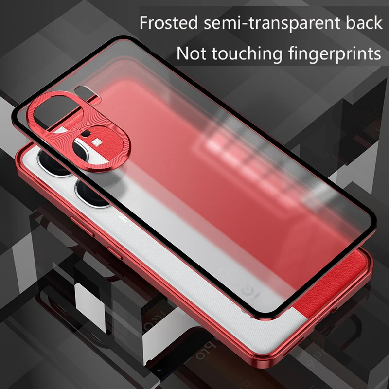 

Aluminium Alloy Metal Frame Case for IQOO Neo 9S Pro Plus Matte Transparent Acrylic Back Cover Bumper for IQOO Neo 9 10 Pro