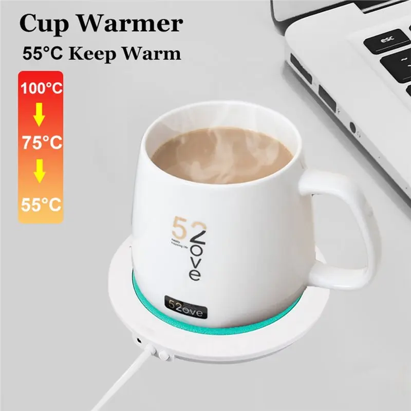 SHGO-Cup Heater Coffee Cup Warmer USB Electric Milk Tea Heating Pad Thermostatic Coasters For Home Desk