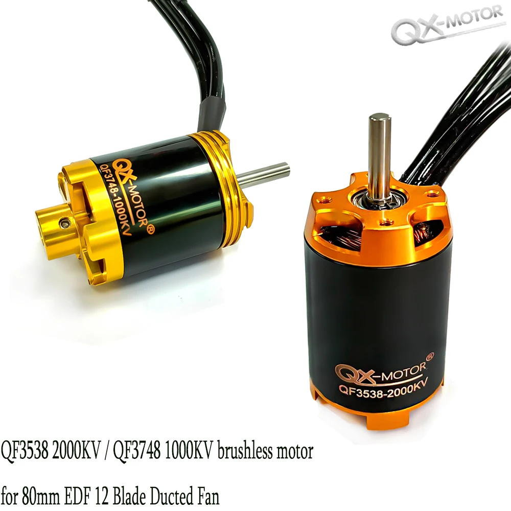 

QX-MOTOR 80 мм QF3538 2000KV / QF3748 1000KV для 80mm EDF 12 Blade Ducted Fan RC модель самолета пульт дистанционного управления игрушка запасные части