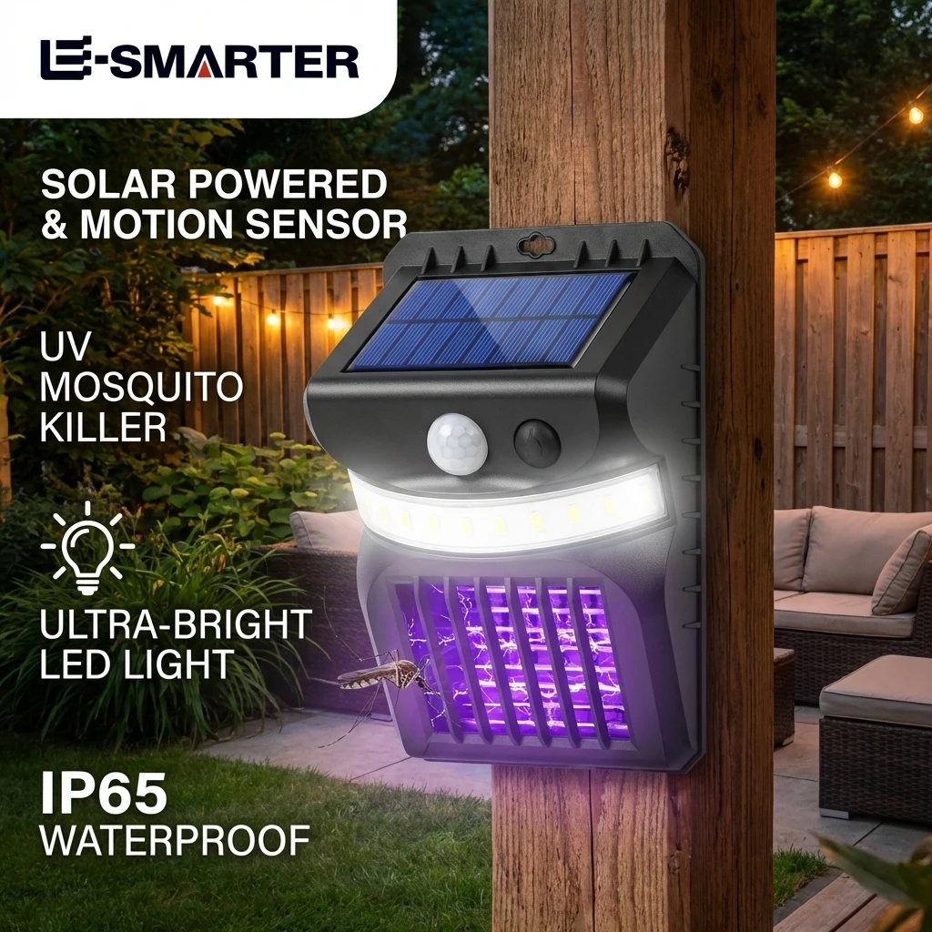 Wasserdichte Solar-Außenleuchte und Mückenvernichtungslampe mit Mückenkontrollfunktion, Infrarotsensor, Straßenleuchte für den Garten