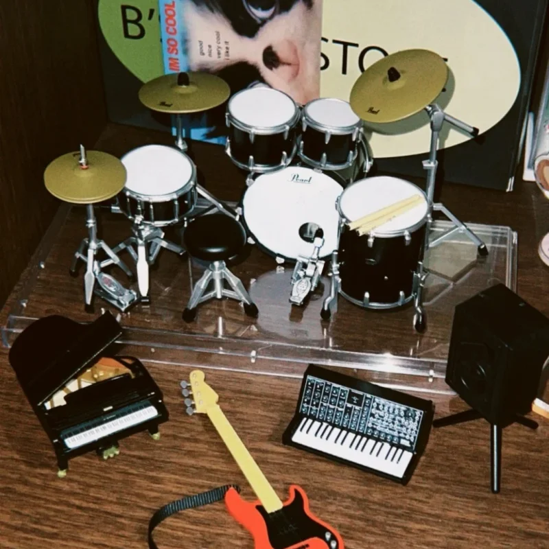 New In-Stock Bandai Pearl Drums Miniature Drum Set - Authentic Gashapon Band & Jazz Drum Display, Official Licensed Collectible