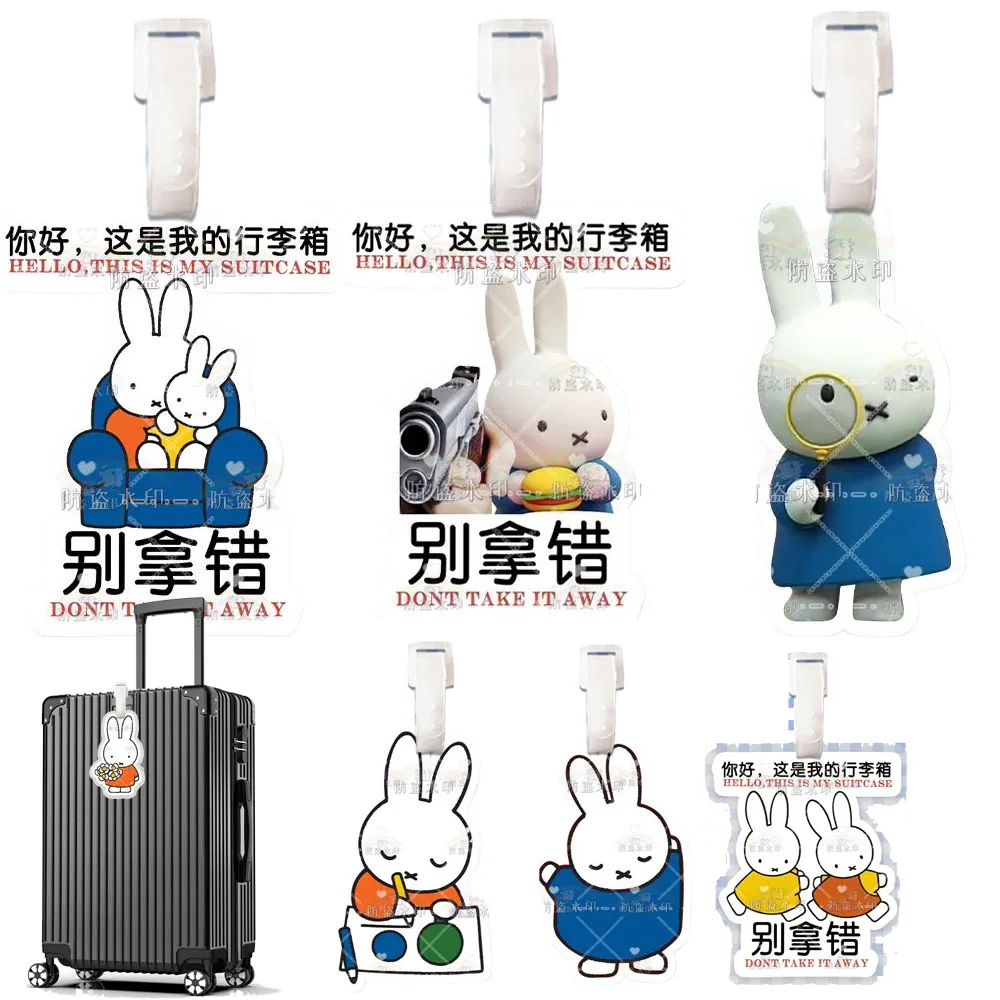 Miffy Luggage Sign Anti-lost Boarding Pass Travel Case Tags Bag Pendant Kawaii Student Decorate Cartoon Creative Kawaii Keychain