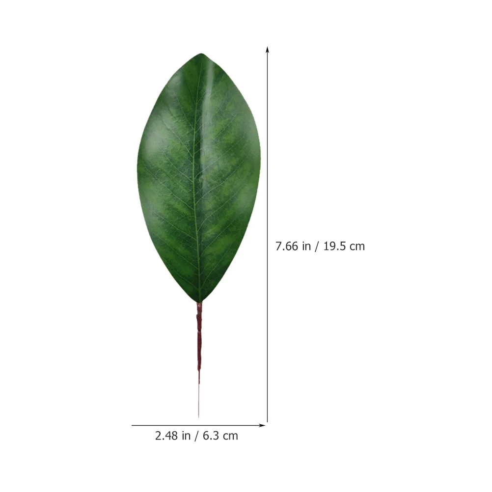 10Pcs Vivid Faux Magnolia Leaves Realistic Simulation Leaves Decor for Home Decor Wedding Party Office Tabletop Accessory