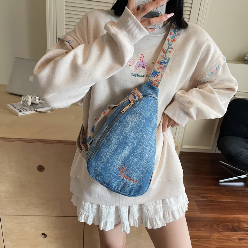

Casual women's lightweight denim new shoulder bag crossbody bag chest bag sac à main femme ita bag 가방 sac bolsos de mujer