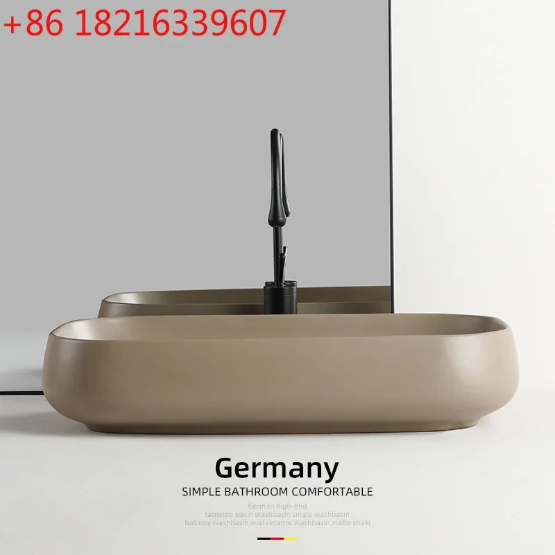 Nordic khaki wash basin creative large wash tray ceramic washbasin household basin color
