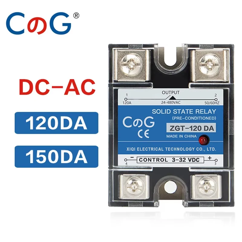 CG SSR-120DA 150DA Single Phase DC Control AC Heat Sink 24-480VAC To 3-32VDC 120A 150A DA Solid State Relay