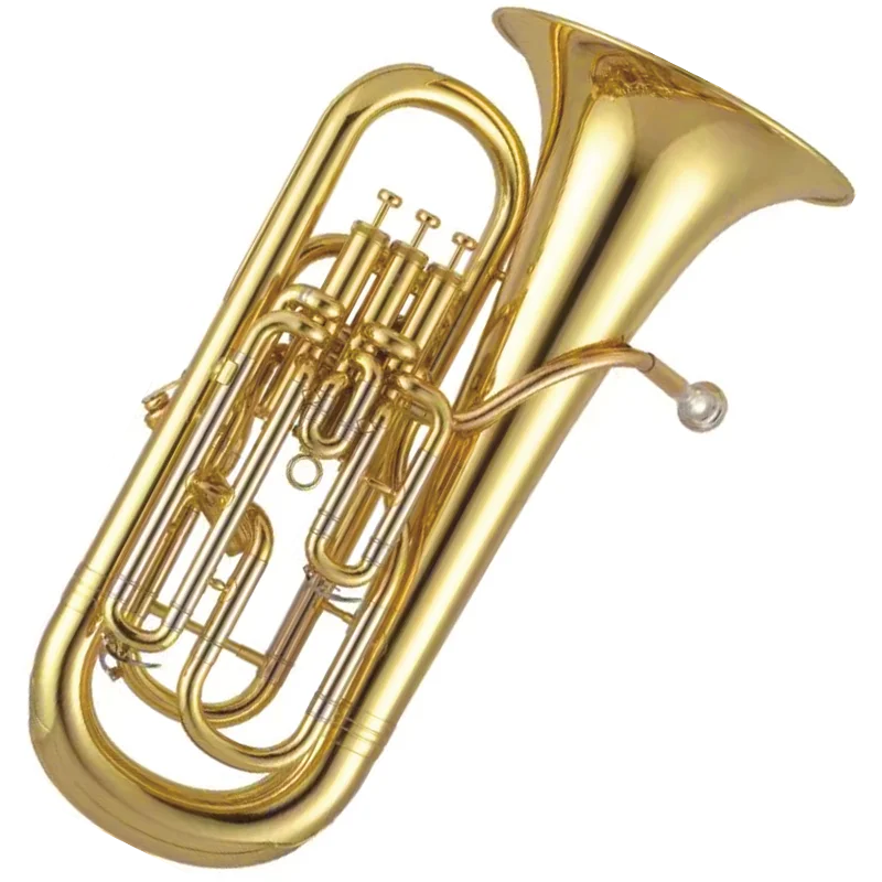 Hymna Golden Lacquer Bb Euphonium 3+1 Side Action 4 Keys Brass Instrument Full Accessories
