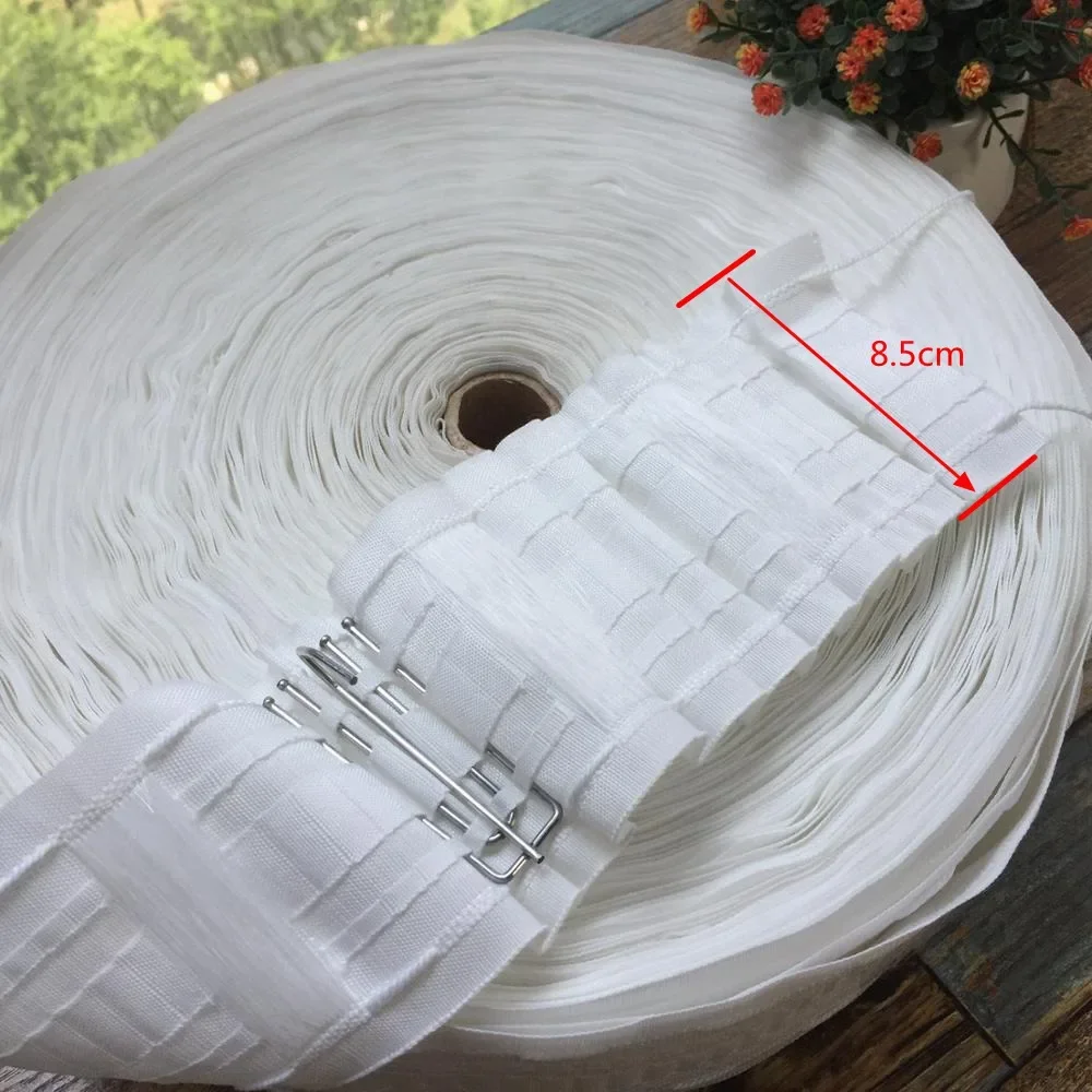 Multifunction Curtain Hook Tape Rod Pocket Tape Pull Pleated Tape White Ribbon 2 Line Pull DIY Durable Curtain CP137C