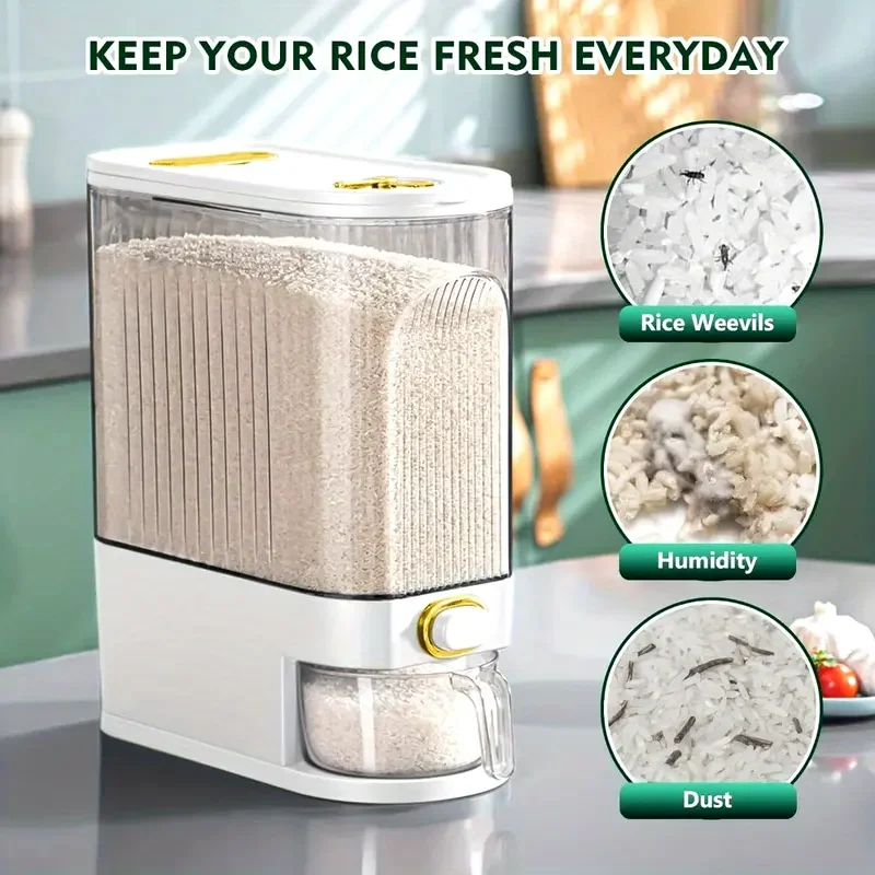 Distributore dosatore da 11,02 libbre 22,50 libbre, grande contenitore per la conservazione degli alimenti secchi, distributore di alimenti per l'organizzazione della cucina e la conservazione degli alimenti