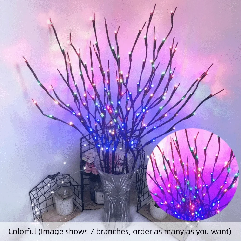 

Battery Operated LED Simulated Tree Branch Light 20LEDs Bendable Fairy Lights Home Bedroom Decor Multi-Color