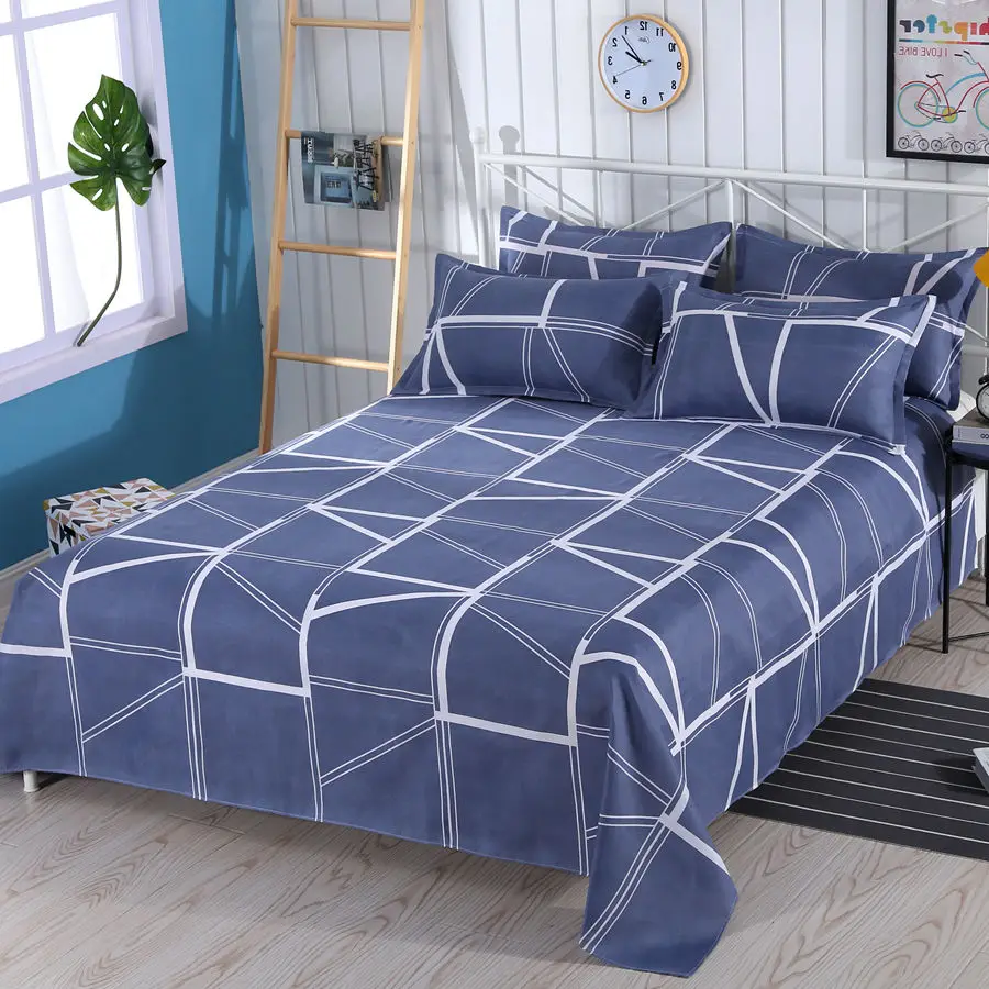 3pcs/Set Home Textile Bed Sheet Set with Pillowcases Cotton Material Lovers Room Bedding Room Flat Sheet