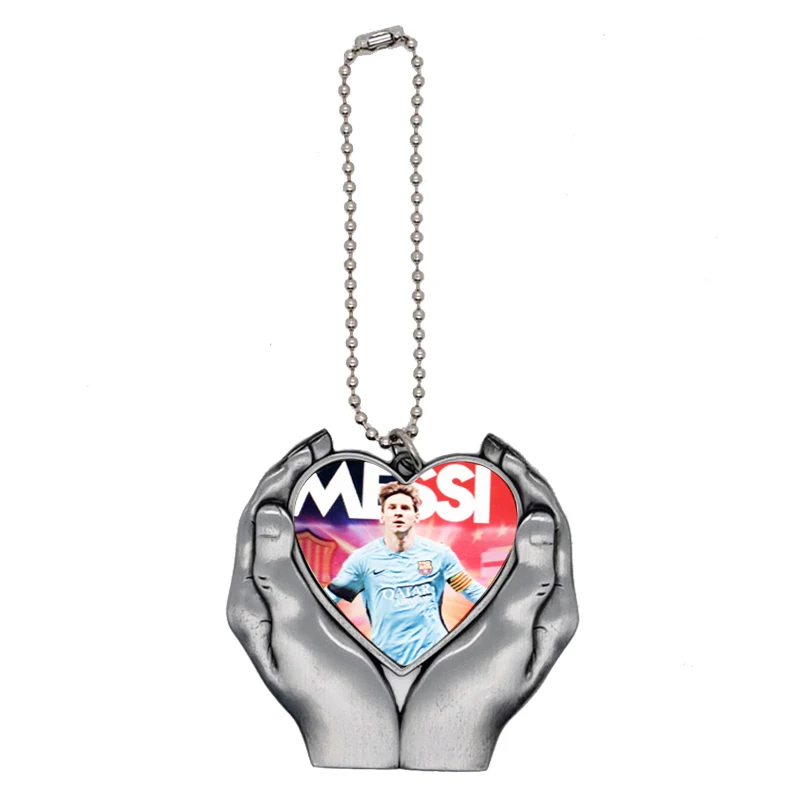 

Free Shipping 30pcs/Lot Sublimation Blanks Memorial Heart In Hands Ornaments Custom Logo Charm For Christmas