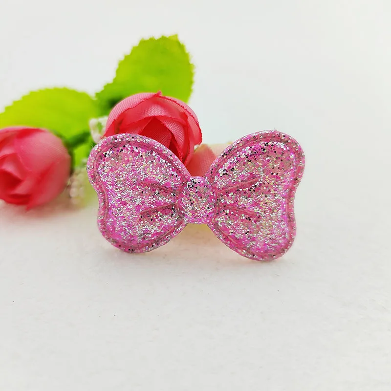 100 Stück Glitzer-Stoff-Schleifenapplikationen 4x2,5 cm für DIY-Nähprojekte, Kopfbedeckungen, Haarspangen, Schleifendekorationen, Aufnäher für Kleidung und Hüte – Detail 9