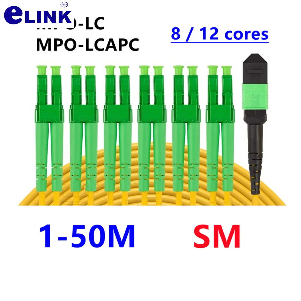 Cable de conexión de fibra MPO-LC 8/12/24 núcleos SM hembra 1-50m10m MPO APC -8LCAPC 12LC ruptura óptica tipo B A 8C 12C ftth puente