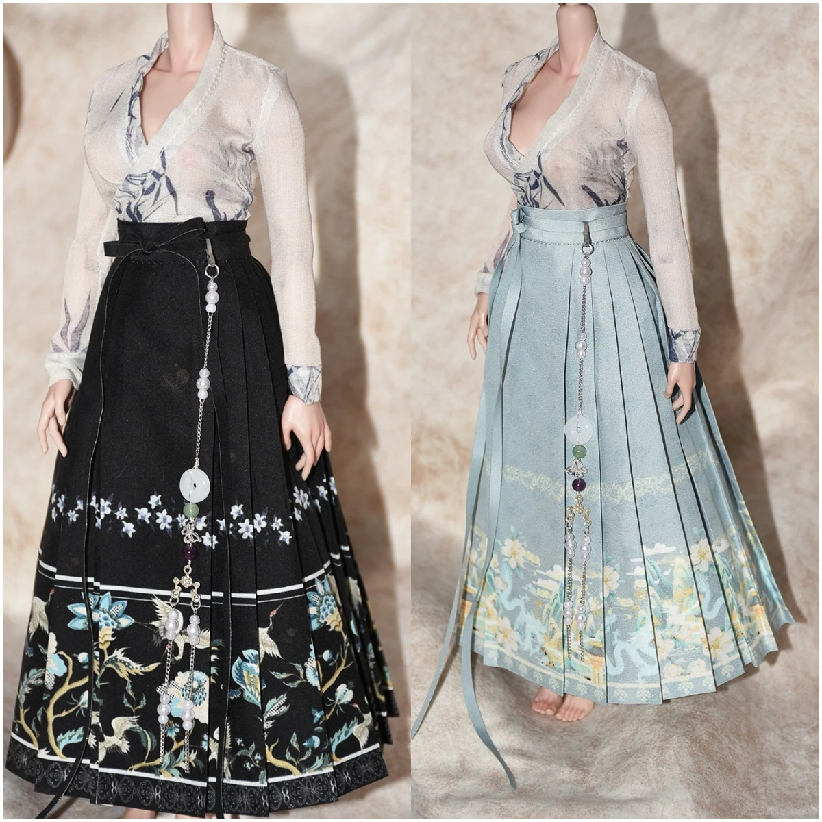 

1/6 Scale Female Horse-face Skirt Ancient Chinese Pleated Skirt Clothes Model Fit 12'' Soldier Action Figure Body
