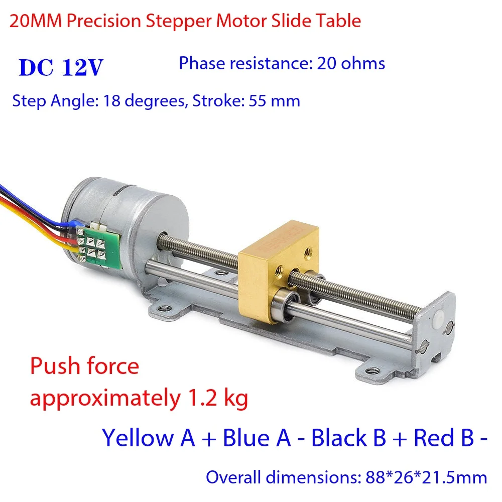 2-phase 4-wire Micro 20mm Linear Screw Stepper Motor Stroke Stepping Motor Linear Actuator Nut DIY 3D Printer