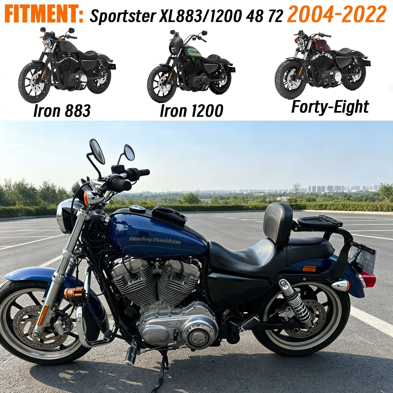 For Harley Sportster XL1200 883 Nightster 2004-2022 Detachable Motorcycle Rear Backrest Multi Purpose Driver Passenger Sissy bar
