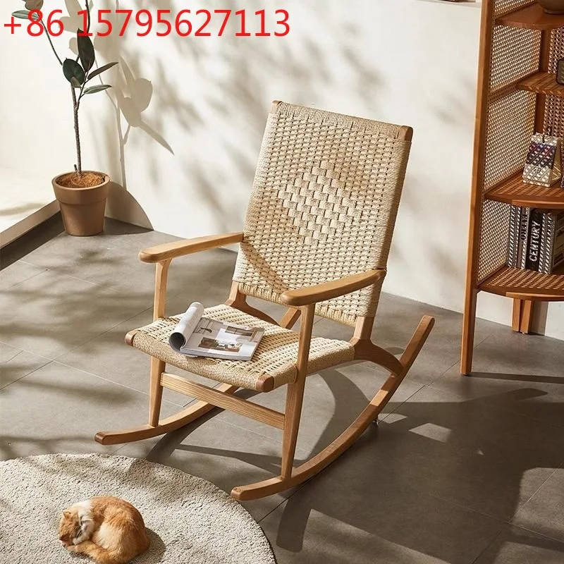 Rattan Craftsman Rattan Rocking Chair Japanese Home Leisure Outdoor Balcony Rattan Chair Simple and Modern