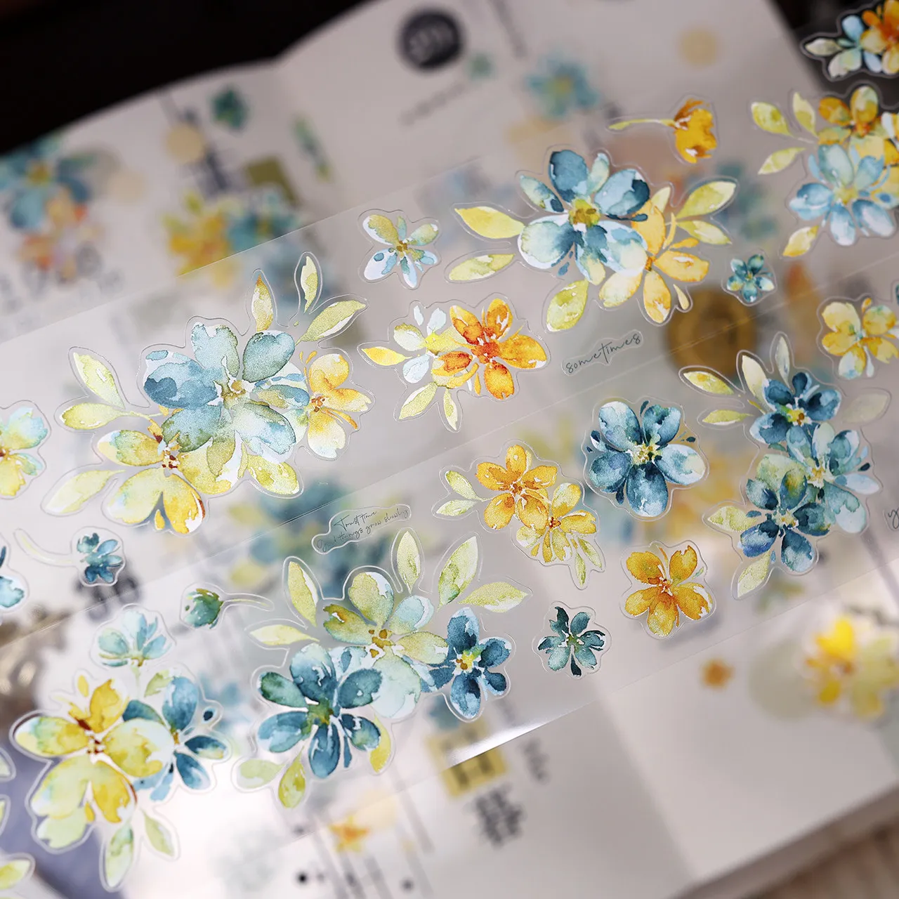 45mm*5m Vintage Flower Smudge Landscape PET Tape Creative DIY Journal Material Collage Scrapbooking Stationery