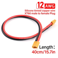 40CM/60CM 12AWG XT60 Female Plug To XT60 Male Plug Adapter Connector Silicone Tin Plated Copper Wire Battery Connection Cable