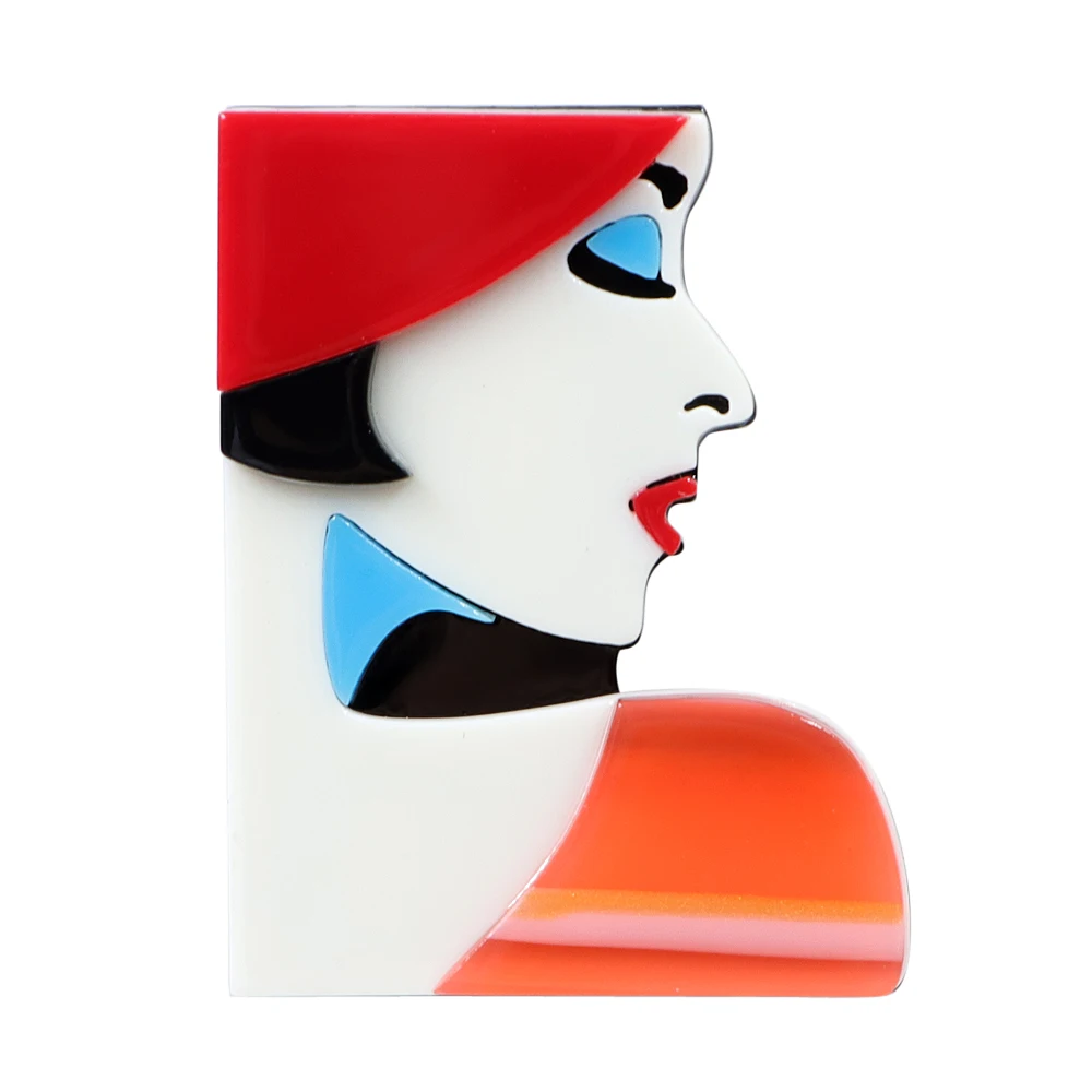 CINDY XIANG Acrylic Handmade Pop Art Style Gir Brooch 3 Colors Available