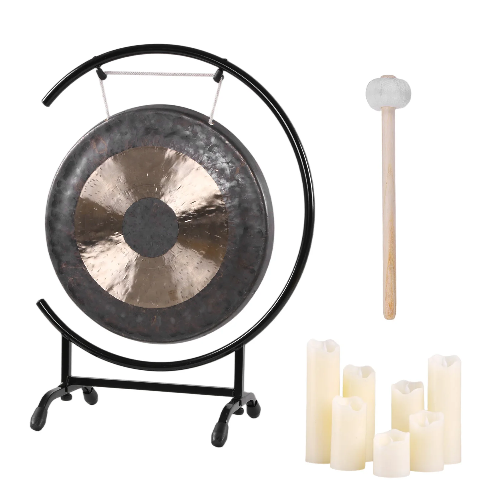 

18in Chinese Gongs on The Seaside C-Stand Gong Percussion Instrument with Mallet for Therapy Yoga and Long Sustain