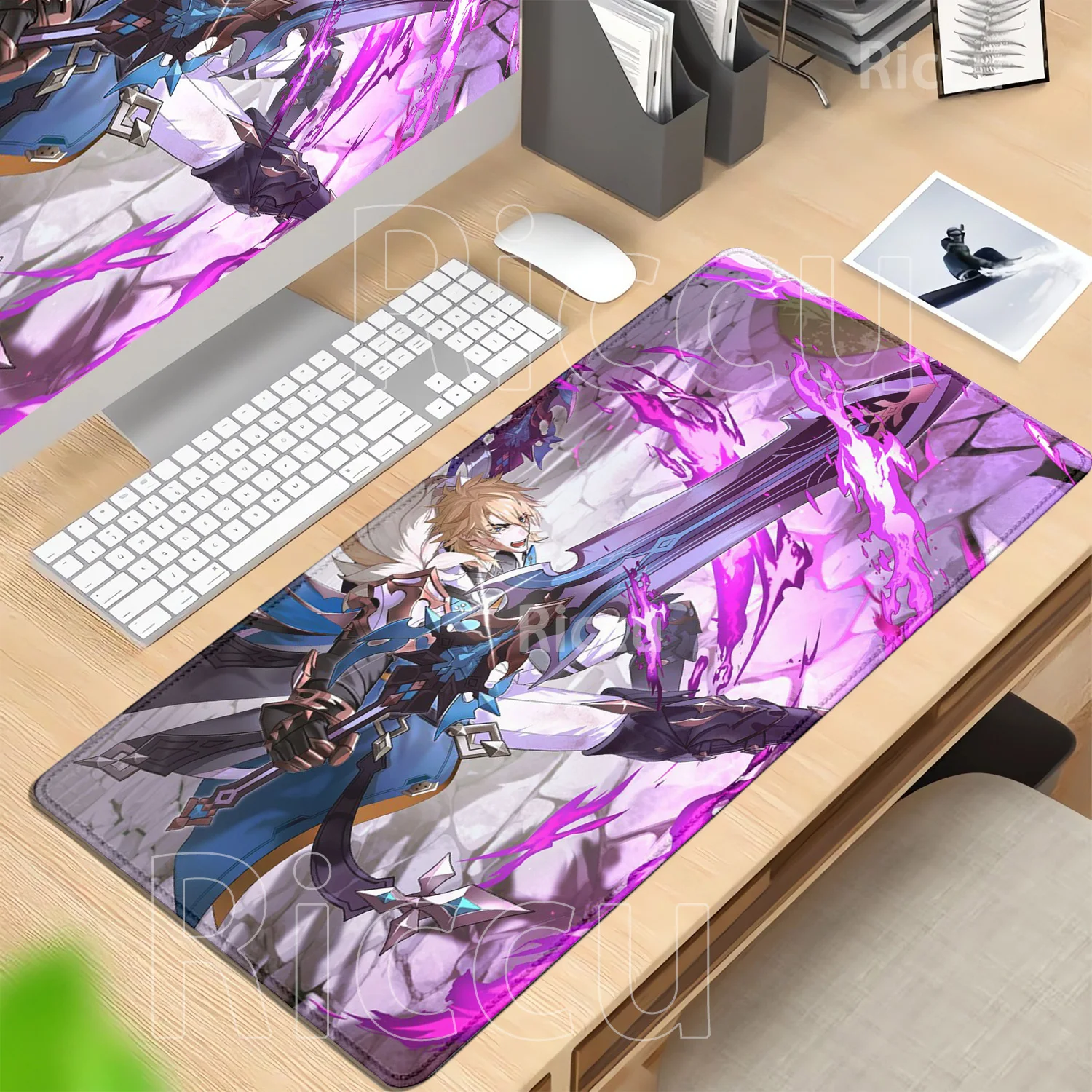HD Printing Varka Genshin Impact Desk Mat Anime Gaming Cool Gaming Mouse Pad Lock Edge Non-slip Rubber Office Keyboard Mousepad