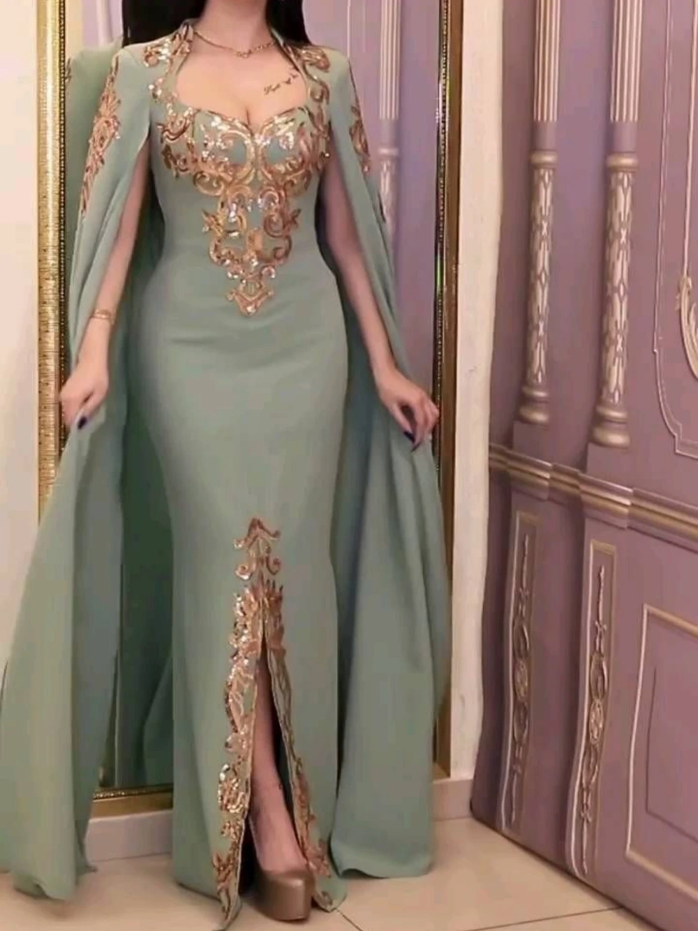 Classic Sweetheart Neck Evening Dress Dubai Party Kaftan Caftan Dresses Elegant Sequin A-line Customized Gown Vestidos De Gala