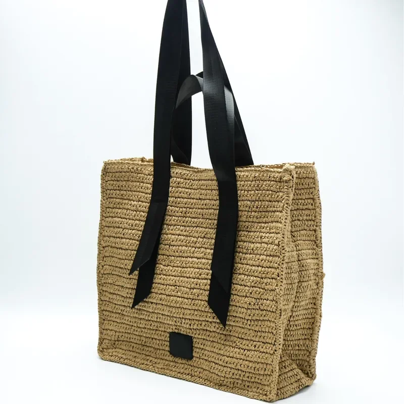Retro hand-woven straw shoulder bag large capacity tote for women vacation beach travel accessory view 2
