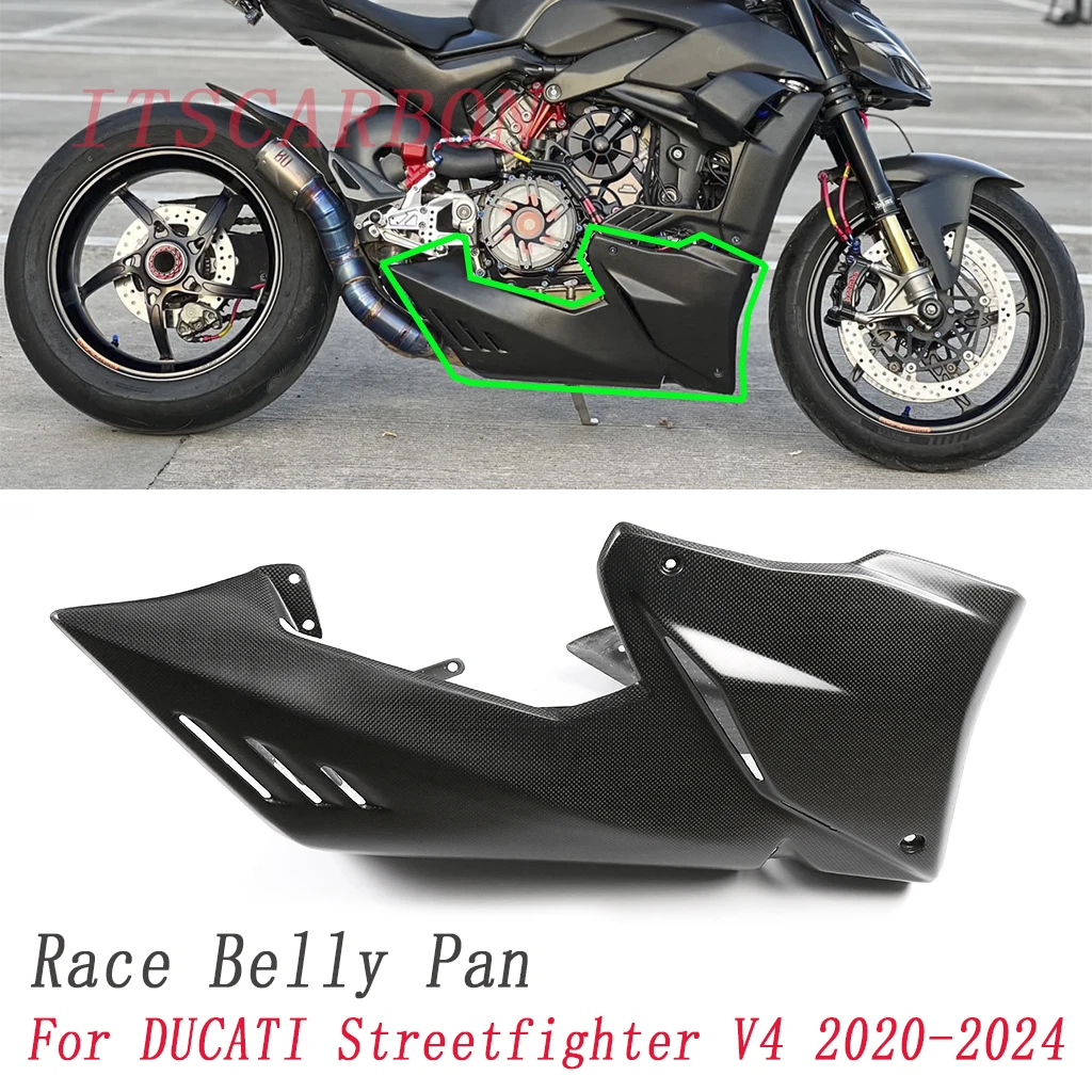 2024 For Ducati Streetfighter V4 V4S V4R 2021 2022 2023 Motorcycle Pure Carbon Fiber Longer Race Belly Pan Cover Faring Kits