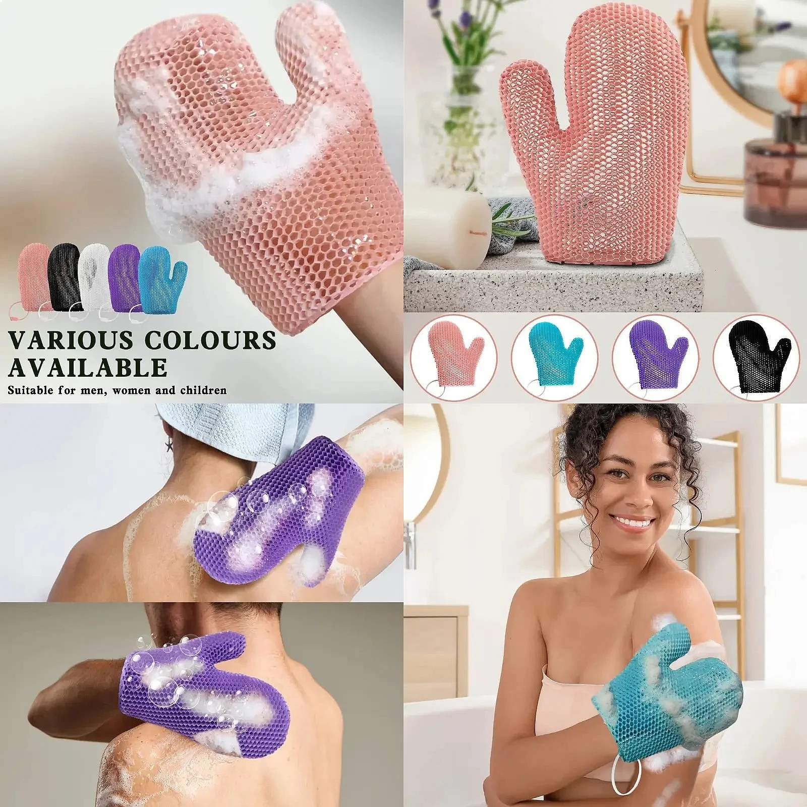 New Honeycomb TPU Exfoliating Shower Glove - Quick-Drying Body Scrubber Sponge for Bathroom