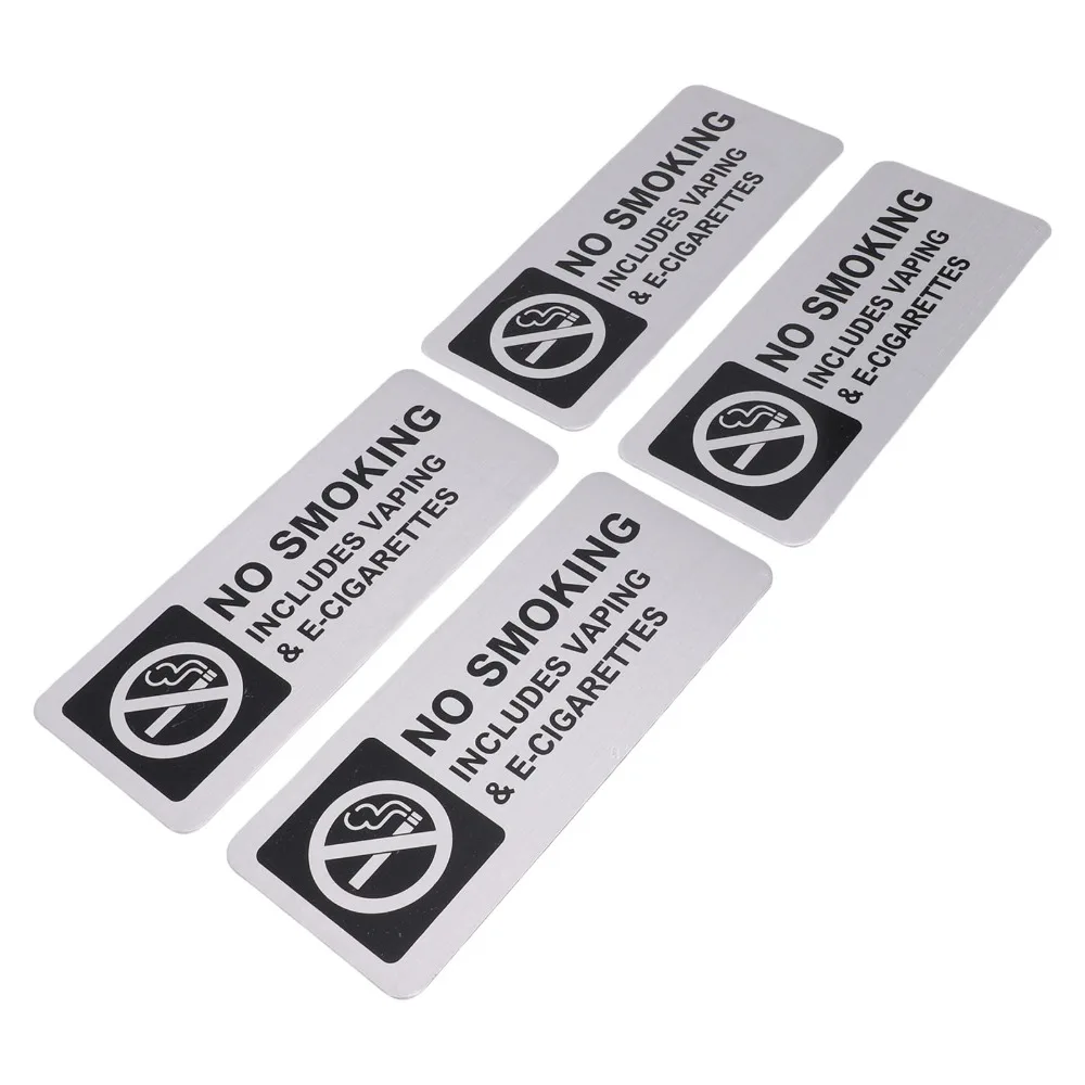 4pcs Durable 7x3 Inch No Smoking Signs Self Adhesive Stainless steel No Vaping Signs Warning Signs Business