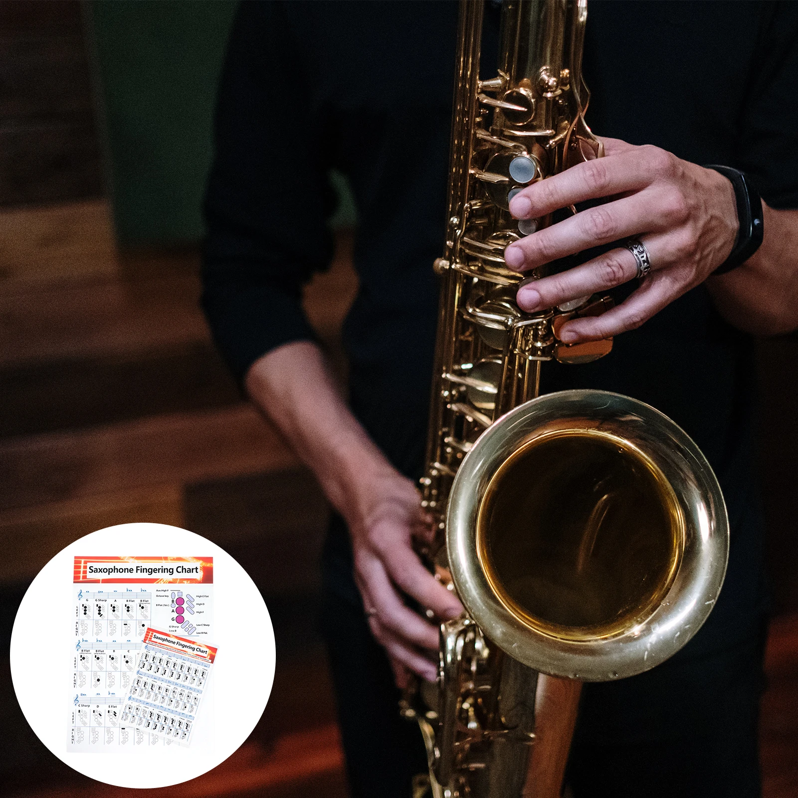 

2Pcs Saxophone Chart Coated Paper Beginner Friendly Quick Reference Music Chords Wall Poster Guide Saxophone Chart