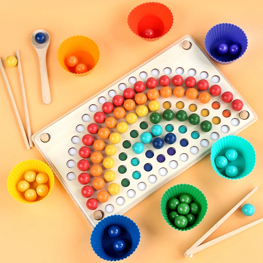 Wooden Beads Game Montessori Educational Early Learn Children Clip Ball Puzzle Preschool Toddler Toys Kids For Children Gifts