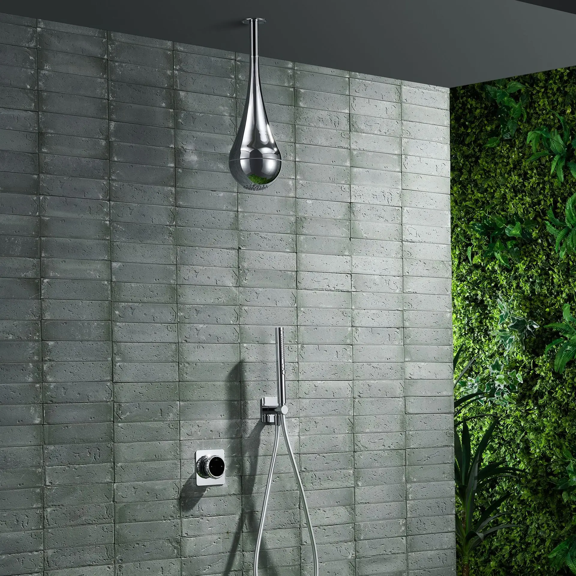 Luxury Water Drop Ceiling Shower Set Multi Functional Brass LED Shower Head High Pressure Constant Temperature Bathing System