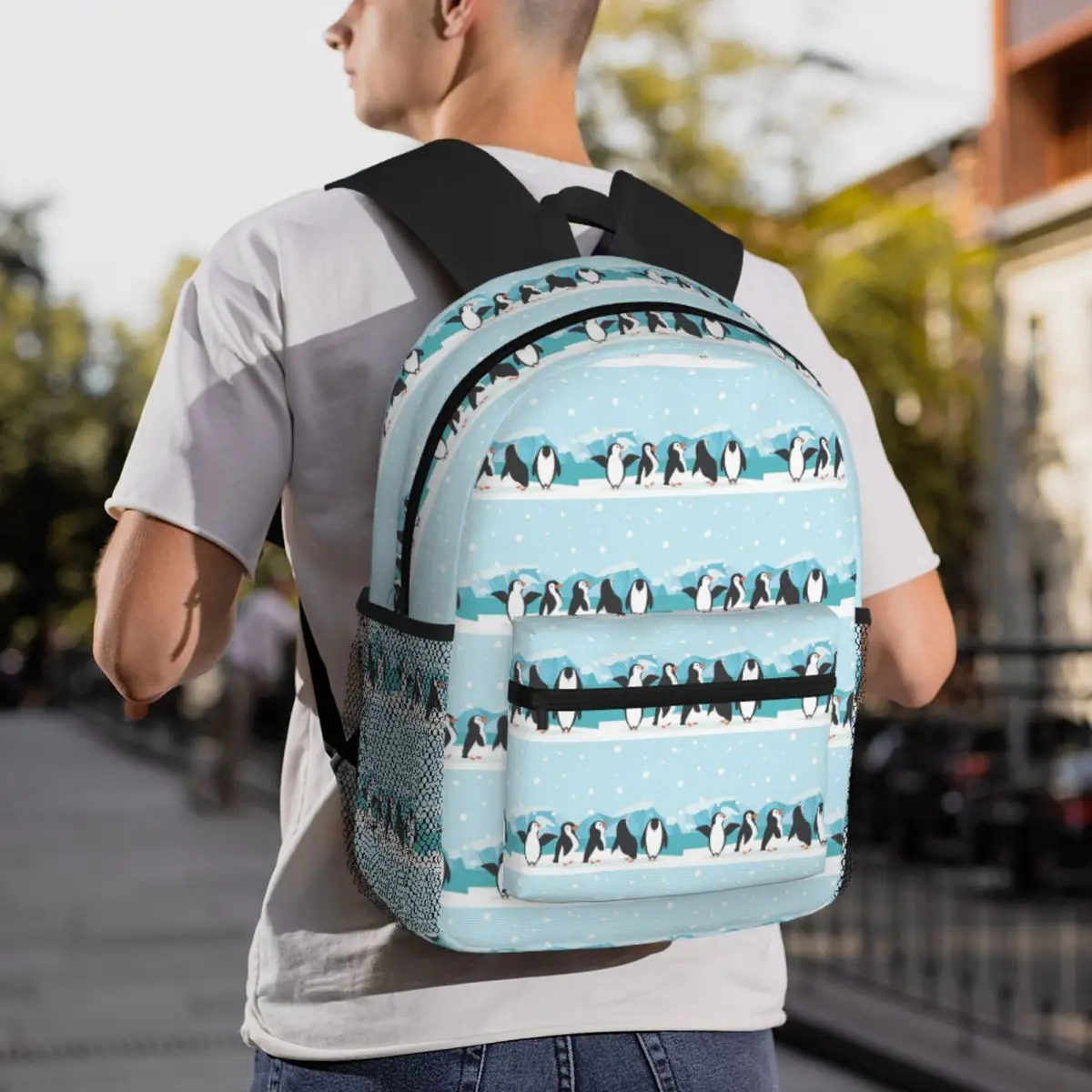 Penguin Waddle In The Snow Backpack Student BookBag Children School Bag Computer Shoulder Bags for Boys Girls