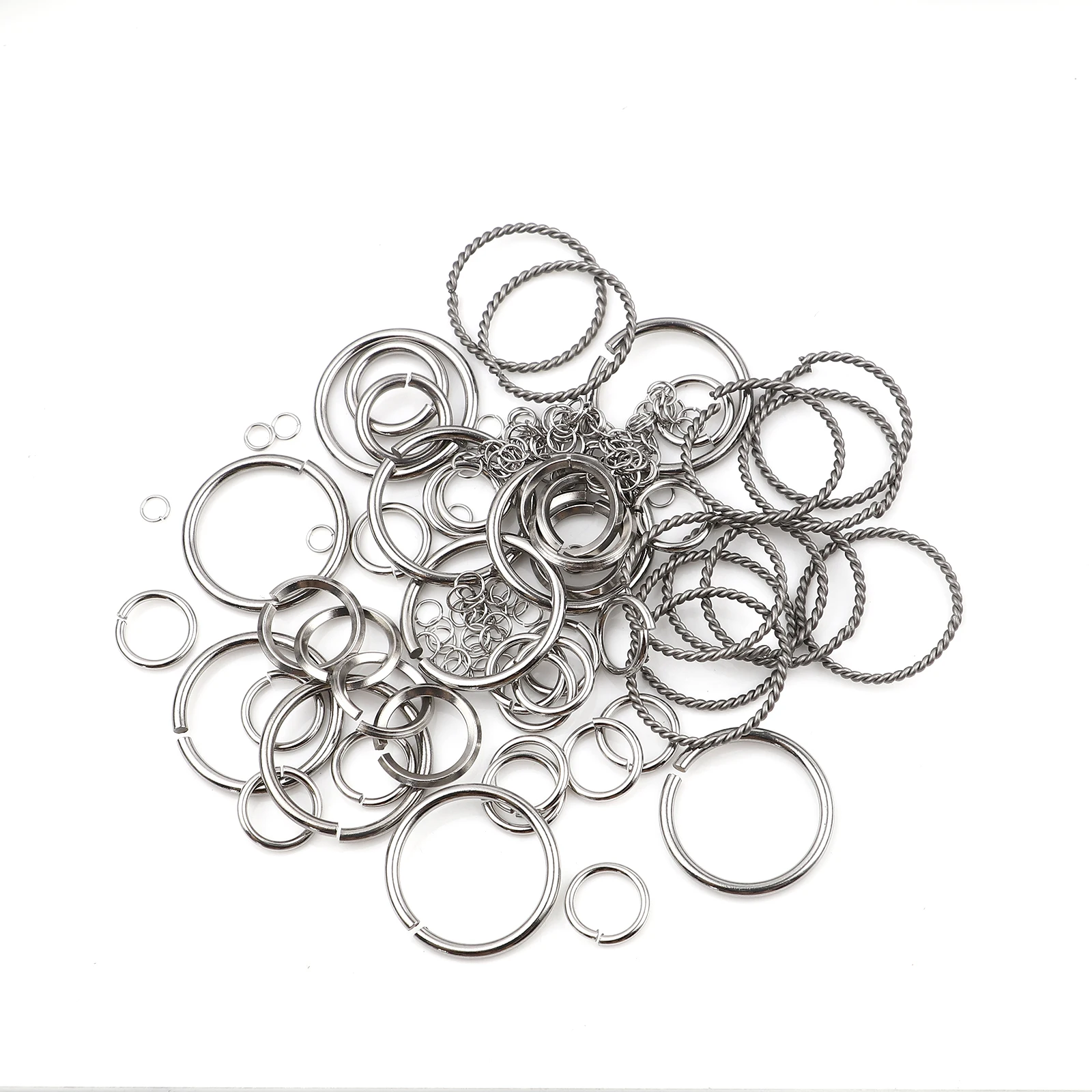 0.5mm-1.8mm Stainless Steel Open Jump Rings Findings Round Silver Color 4mm-16mm DIY Making Keychain Necklace Jewelry,100PCs