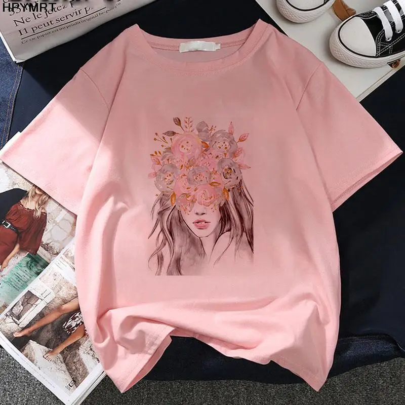 2022 Summer cute girl Printing Casual Large size T-shirt Harajuku Streetwear Aesthetic T-Shirt Women's Fashion short sleeve Tops