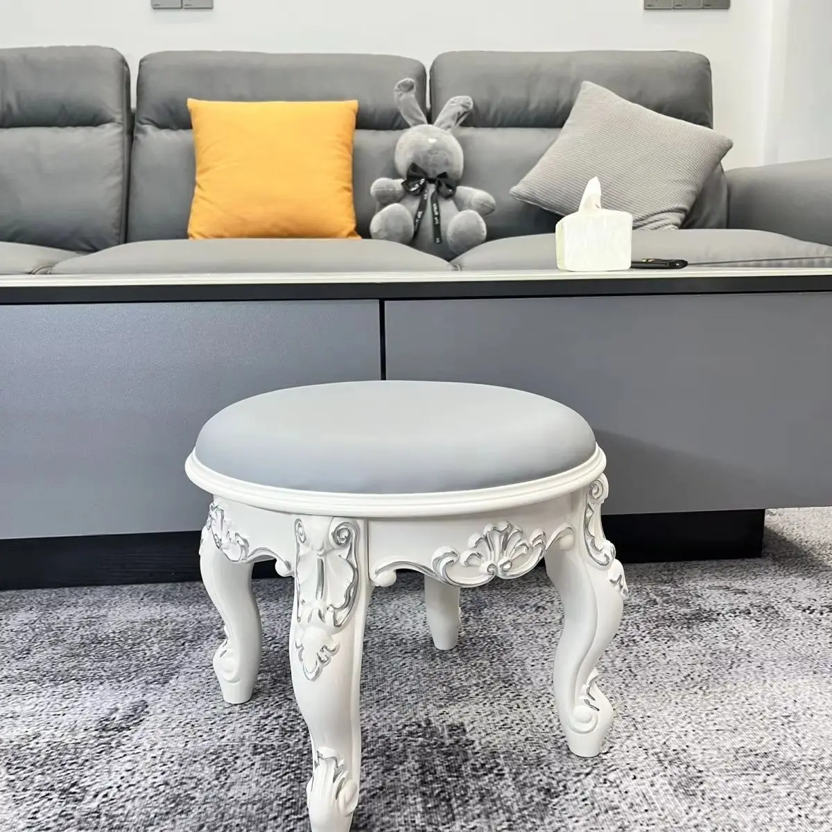 

European-style Low Stool Coffee Table Side Stools Makeup Dressing Stool Thickened and Durable Learning Home Living Room Ottomans