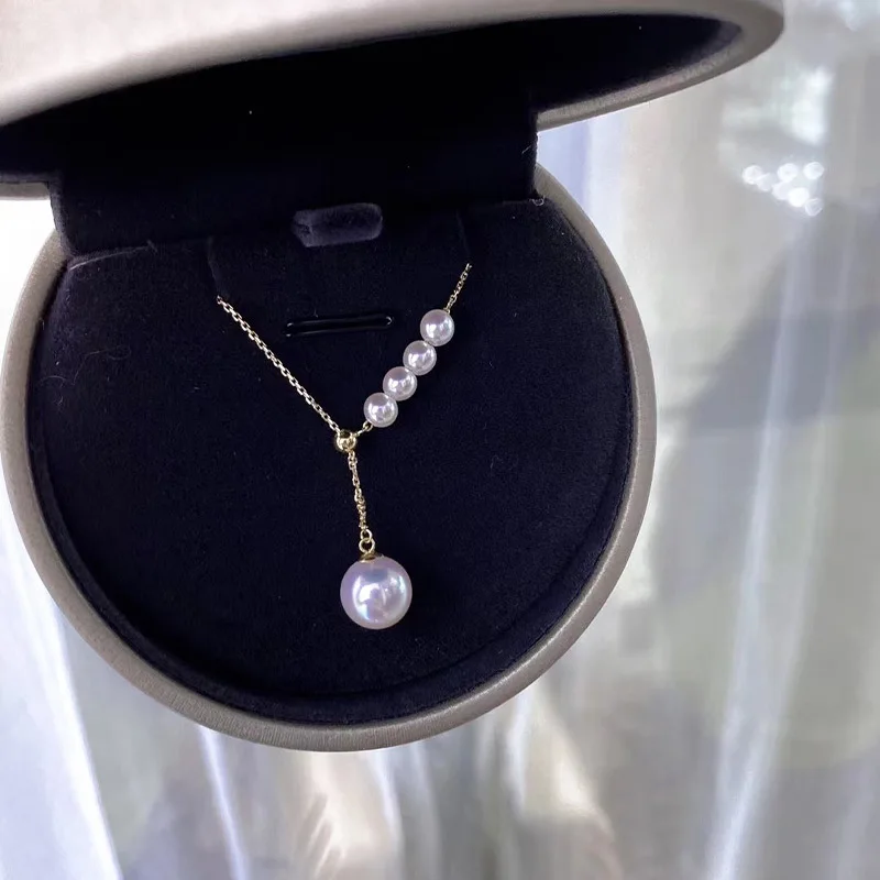 

Ожерелье из 18-каратного золота Akoya с натуральным жемчугом морской воды, круглый кулон с несколькими жемчужинами Y-чипа, цепочка на ключицу из золота 18 карат, элегантные ювелирные изделия