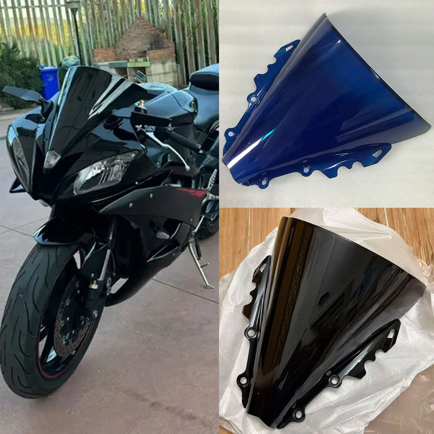 For Yamaha YZF-R6 R6 2006 2007 YZFR6 YZF R6 Motorcycle Double Bubble Windscreen Screen Wind Deflectors Windshield Black