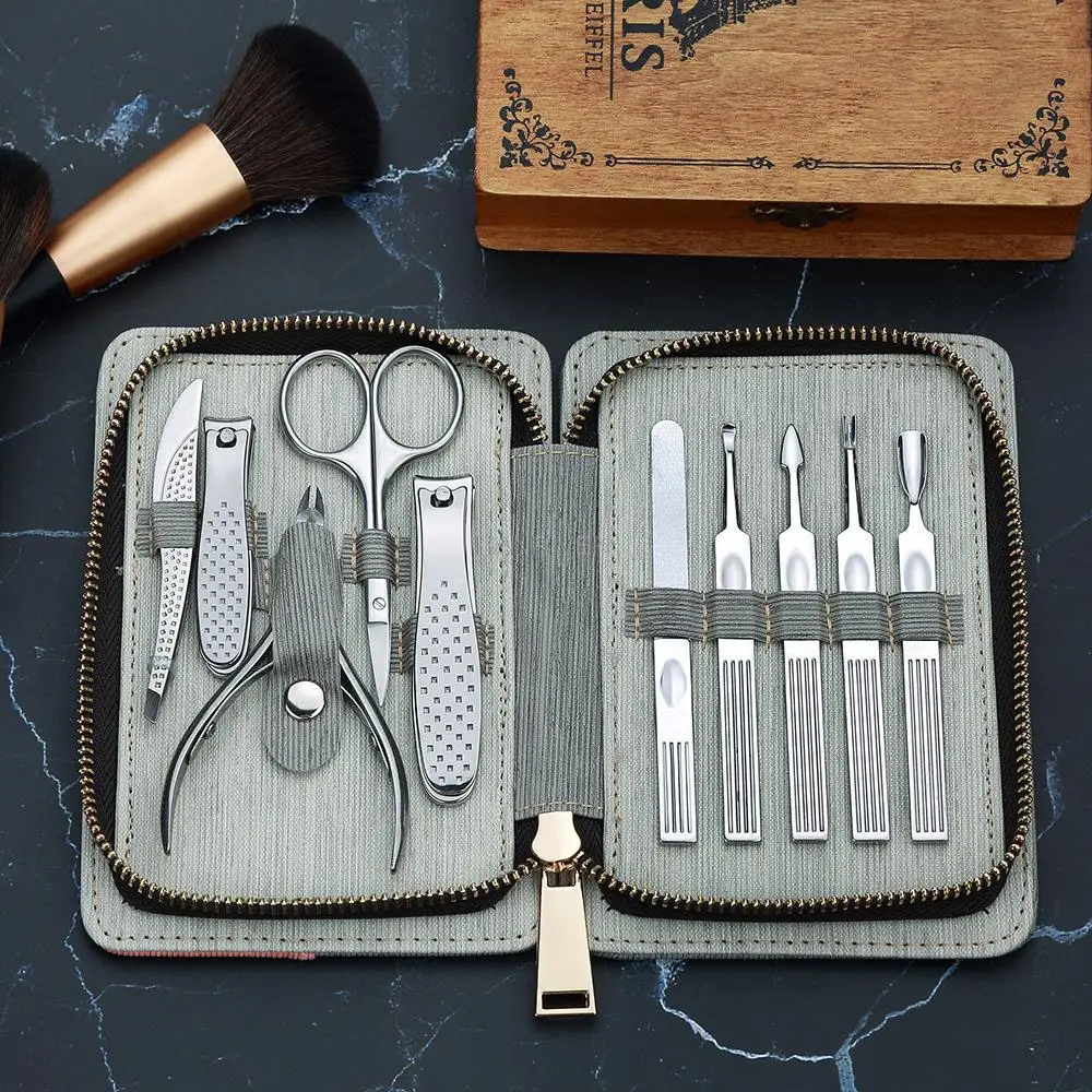 Mirror light nail clippers ten sets of high-end stainless steel nail clippers nails clipped a manicure kit