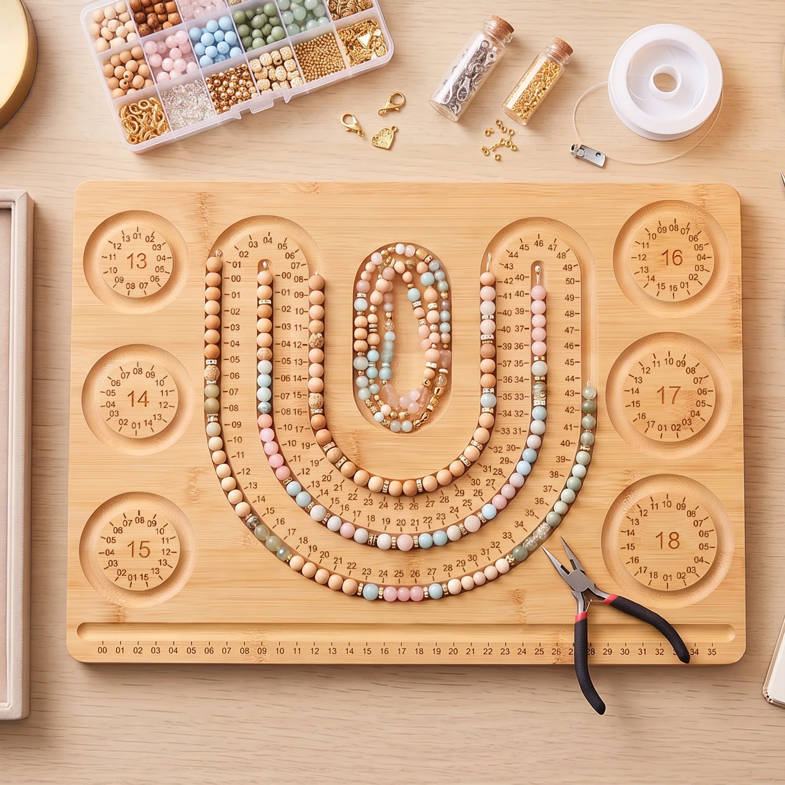 Wood Bead Board with Measuring Scale for Beading and Jewelry Project Bead Board Beading Board Bead Design Board Bracelet Board