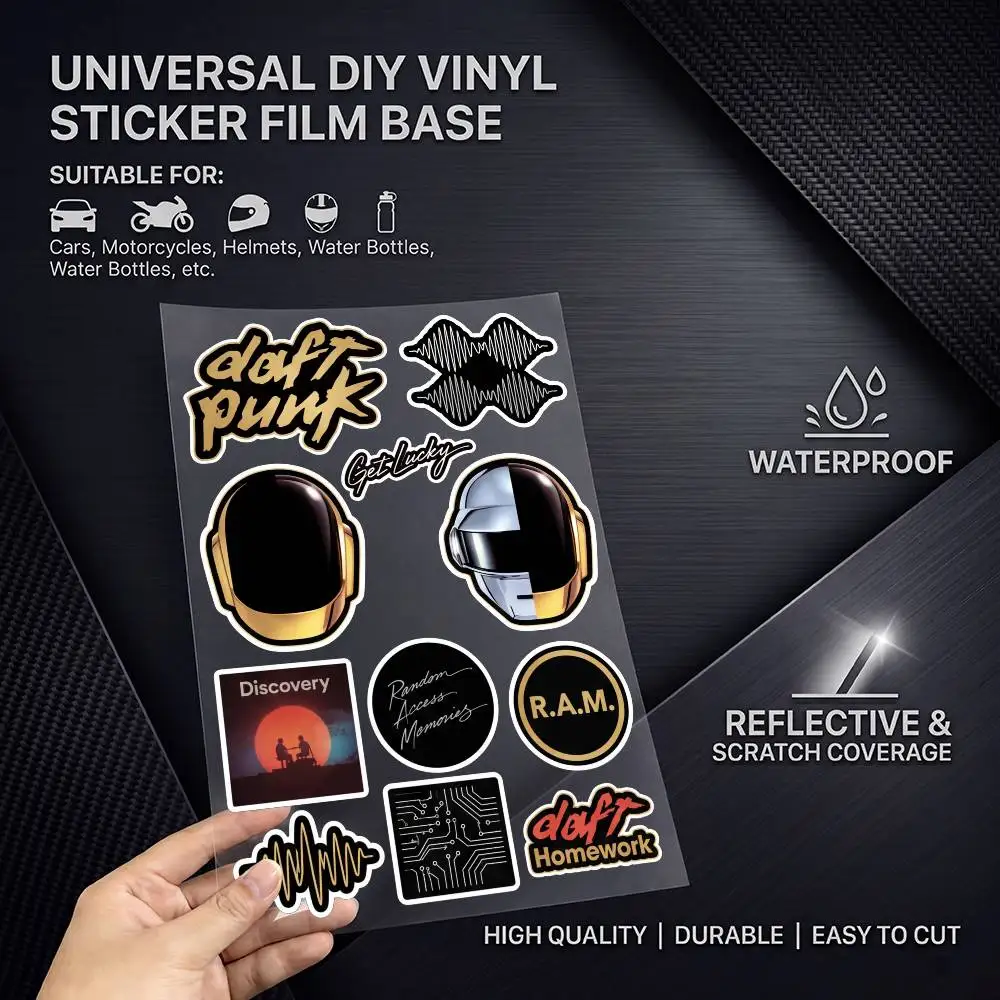 D-DaftPunk-k Safety Reflective Waterproof Auto Decal Scratch Cover Stickers Universal For Bike Helmet Mug Refrigerator