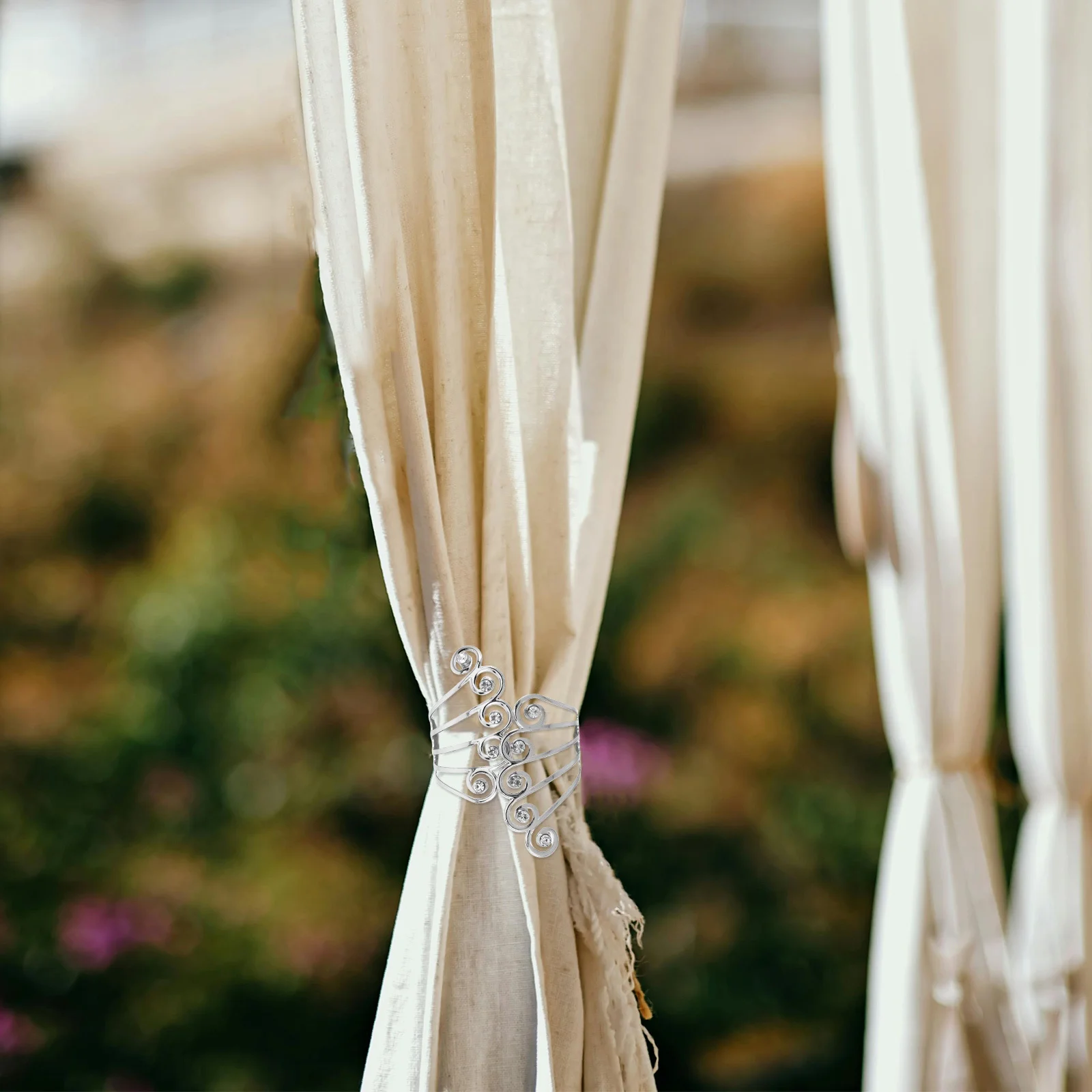 

2pcs Curtain Tiebacks Clips Sparkling Rhinestone Decorative Holdbacks For Living Room Bedroom Kitchen Bathroom Patio Metal