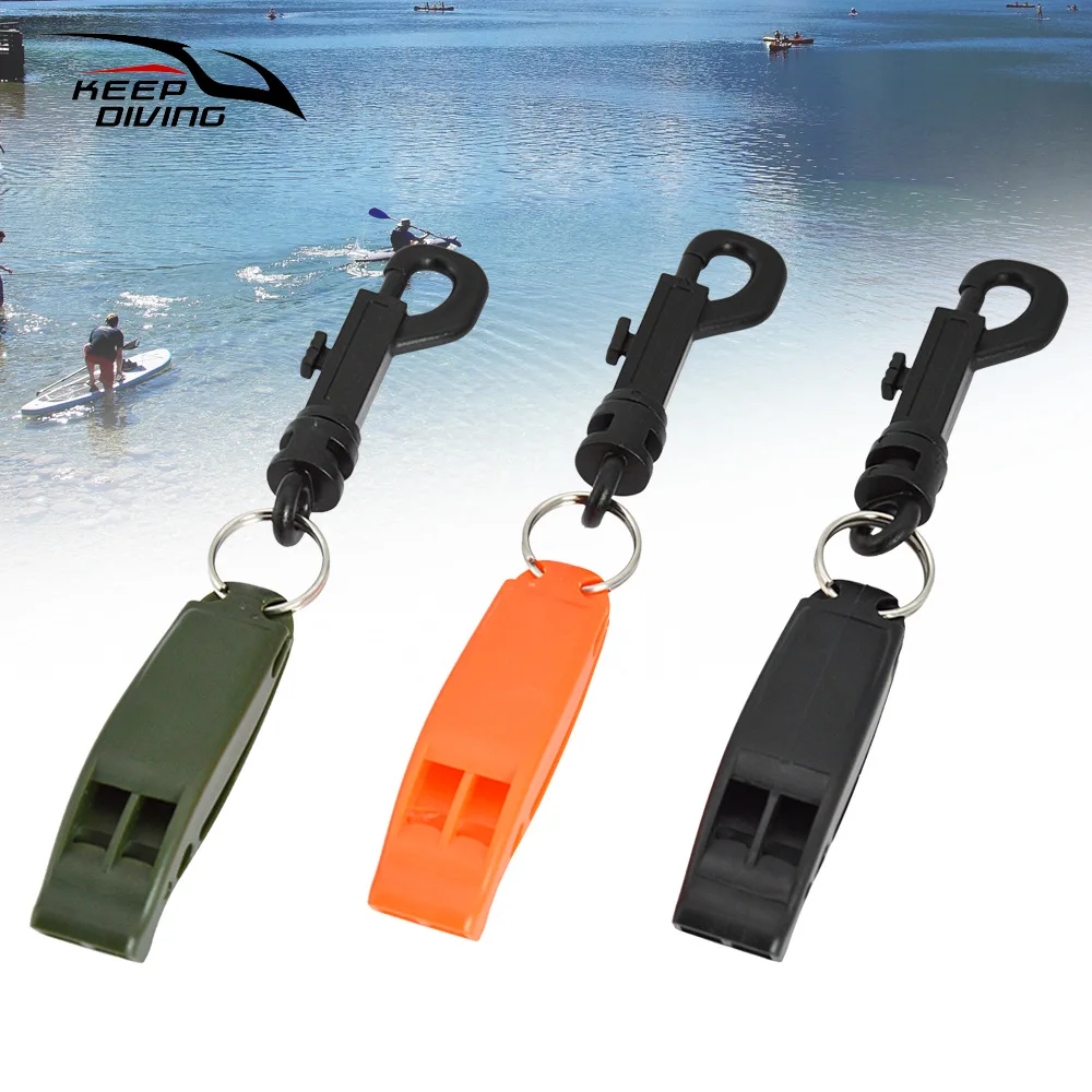 1 pz Outdoor Dual frequency Survival Whistle Diving Rescue dispositivo di segnalazione fischietto di sicurezza di emergenza con fibbia a sgancio