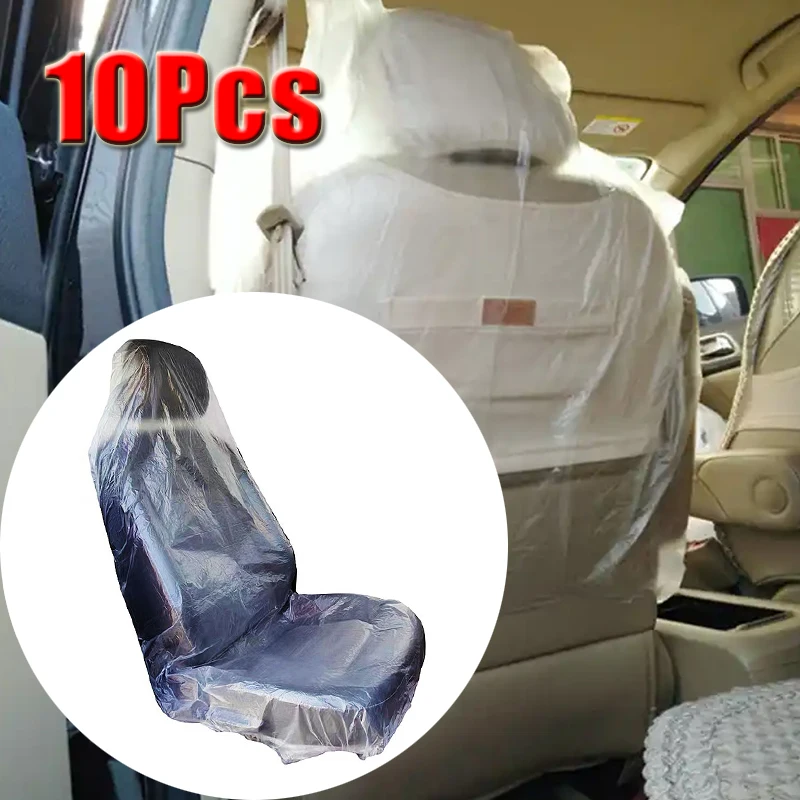 

10Pcs Universal PE Plastic Car Seat Protection Cover Disposable Dust-Proof Film Transparent Waterproof Cover Auto Interior
