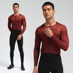 Santic Men's Cycling Jerseys Breathable Quick Drying Cycling Long Sleeved Top Professional Road Cycling Suit WM24C01174C